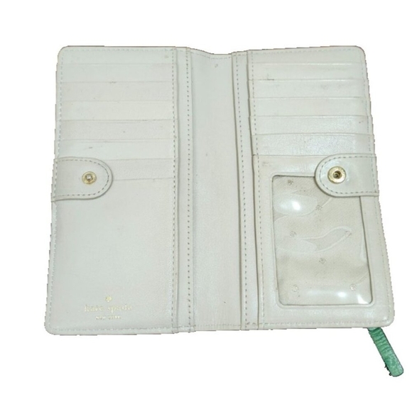 Kate Spade New York Wallet Green Ostrich Embossed Leather Card Holder - Picture 5 of 11